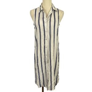 ⭐ 3/$15 NWT Love by Design Small White Navy Striped Button Up Tank Dress